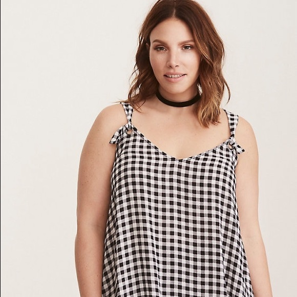 torrid Tops - NWT Black & White Gingham O-Ring Cami
